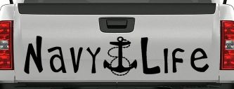 Navy Life With Anchor Military Car or Truck Window Vinyl Decal Sticker (Black)