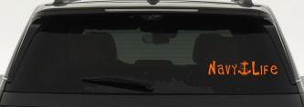 Navy Life With Anchor Military Car or Truck Window Decal Sticker (Orange)