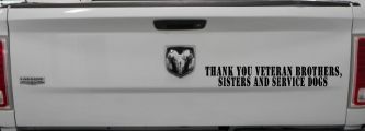 Thank You Veteran Brothers Sisters And Service Dogs Military Car or Truck Window Vinyl Decal Sticker (Black)