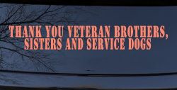 Thank You Veteran Brothers Sisters And Service Dogs Military Car or Truck Window Decal Sticker (Coral)