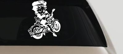 Betty Boop On Motorcycle With Dog Lady Biker Cartoons Car or Truck Window Vinyl Decal Sticker