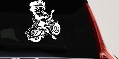 Betty Boop On Motorcycle With Dog Lady Biker Cartoons Car or Truck Window Vinyl Decal Sticker