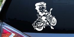 Betty Boop On Motorcycle With Dog Lady Biker Cartoons Car or Truck Window Decal Sticker