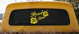 Proud Mom Hibiscus Flowers Car or Truck Window Vinyl Decal Sticker (Yellow)
