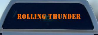 Rolling Thunder Biker Car or Truck Window Decal Sticker (Orange)