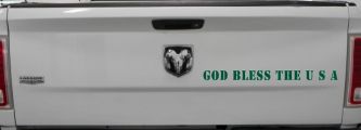 God Bless The USA Christian Car or Truck Window Decal Sticker (Dark Green)