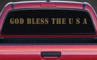 God Bless The USA Christian Car or Truck Window Decal Sticker (Gold)