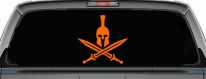 Spartan Helmet and Swords Military Car or Truck Window Decal Sticker (Orange)