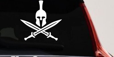 Spartan Helmet and Swords Military Car or Truck Window Vinyl Decal Sticker