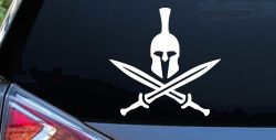 Spartan Helmet and Swords Military Car or Truck Window Decal Sticker