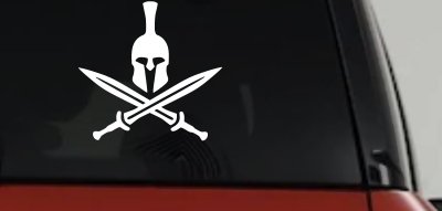 Spartan Helmet and Swords Military Car or Truck Window Vinyl Decal Sticker