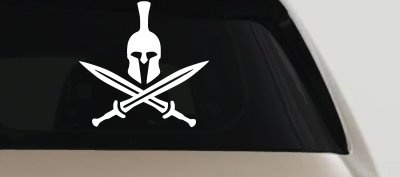 Spartan Helmet and Swords Military Car or Truck Window Vinyl Decal Sticker