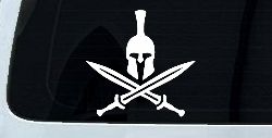 Spartan Helmet and Swords Military Car or Truck Window Decal Sticker