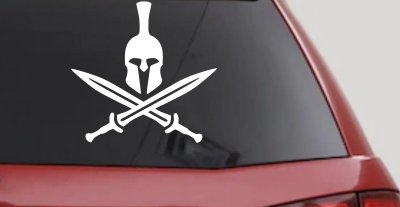 Spartan Helmet and Swords Military Car or Truck Window Vinyl Decal Sticker