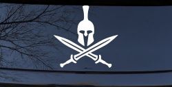 Spartan Helmet and Swords Military Car or Truck Window Decal Sticker