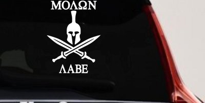 Spartan Helmet Molon Labe come and take them Car or Truck Window Vinyl Decal Sticker