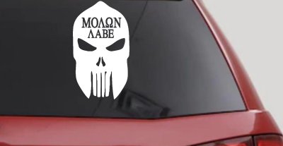 Punisher Skull Spartan Helmet Molon Labe come and take them Car or Truck Window Vinyl Decal Sticker