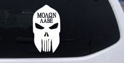 Punisher Skull Spartan Helmet Molon Labe come and take them Car or Truck Window Decal Sticker