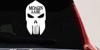 Punisher Skull Spartan Helmet Molon Labe come and take them Car or Truck Window Vinyl Decal Sticker