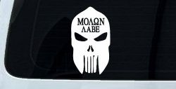 Punisher Skull Spartan Helmet Molon Labe come and take them Car or Truck Window Decal Sticker