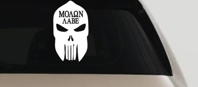 Punisher Skull Spartan Helmet Molon Labe come and take them Car or Truck Window Vinyl Decal Sticker