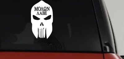 Punisher Skull Spartan Helmet Molon Labe come and take them Car or Truck Window Vinyl Decal Sticker
