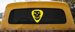 Crimson Ghost Guitar Pick Music Car or Truck Window Decal Sticker (Yellow)