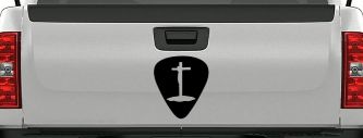 Pick Jesus Guitar Pick Christian Car or Truck Window Vinyl Decal Sticker (Black)