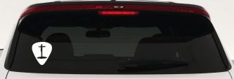 Pick Jesus Guitar Pick Christian Car or Truck Window Vinyl Decal Sticker (White)