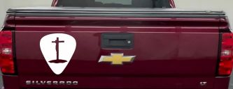 Pick Jesus Guitar Pick Christian Car or Truck Window Decal Sticker (White)