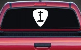 Pick Jesus Guitar Pick Christian Car or Truck Window Decal Sticker
