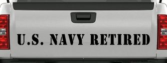 U S Navy Retired Military Car or Truck Window Decal Sticker (Black)