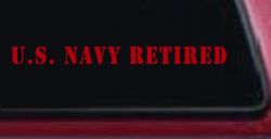 U S Navy Retired Military Car or Truck Window Decal Sticker (Red)