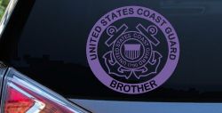 United States Coast Guard Brother Military Car or Truck Window Vinyl Decal Sticker (Purple)