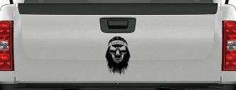 Beard Skull Lowlife Car or Truck Window Vinyl Decal Sticker (Black)
