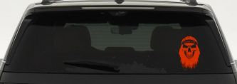 Beard Skull Lowlife Car or Truck Window Decal Sticker (Orange Red)
