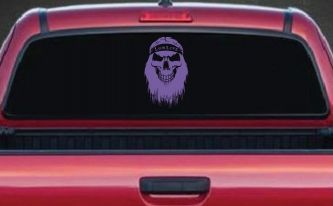 Beard Skull Lowlife Car or Truck Window Vinyl Decal Sticker (Purple)