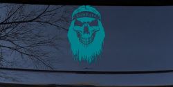 Beard Skull Lowlife Car or Truck Window Decal Sticker (Turquoise Blue)