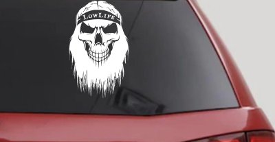 Beard Skull Lowlife Car or Truck Window Vinyl Decal Sticker