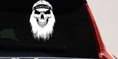 Beard Skull Lowlife Car or Truck Window Vinyl Decal Sticker