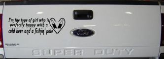 Type Of Girl Who Is Happy With Beer And Fishing Car or Truck Window Decal Sticker (Black)