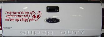 Type Of Girl Who Is Happy With Beer And Fishing Car or Truck Window Decal Sticker (Burgundy)