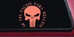 Punisher Skull Si Vis Pacem Para Bellem If You Want Peace Prepare For War Skulls Car or Truck Window Vinyl Decal Sticker (Coral)