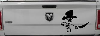 Pirate Skeleton Sword Forward Skulls Car or Truck Window Decal Sticker (Black)