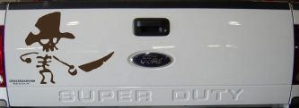 Pirate Skeleton Sword Forward Skulls Car or Truck Window Decal Sticker (Brown)
