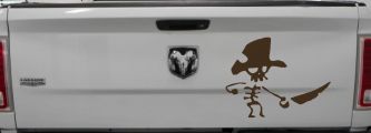 Pirate Skeleton Sword Forward Skulls Car or Truck Window Decal Sticker (Brown)