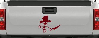 Pirate Skeleton Sword Forward Skulls Car or Truck Window Decal Sticker (Burgundy)