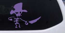 Pirate Skeleton Sword Forward Skulls Car or Truck Window Vinyl Decal Sticker (Purple)