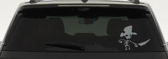 Pirate Skeleton Sword Forward Skulls Car or Truck Window Vinyl Decal Sticker (Telegrey)