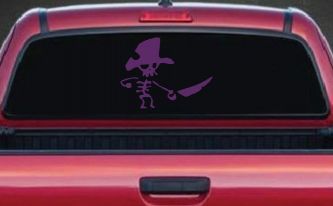 Pirate Skeleton Sword Forward Skulls Car or Truck Window Decal Sticker (Violet)